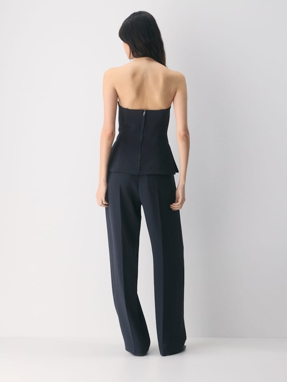 Aritzia NWT Strapless Posh Navy Peplum Top - Picture 7 of 15